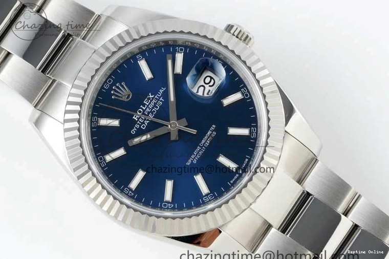 0219 DateJust 41 126334 NTF 1:1 Best Edition 904L Steel Blue Stick Dial on Oyster Bracelet VR Durable 2280